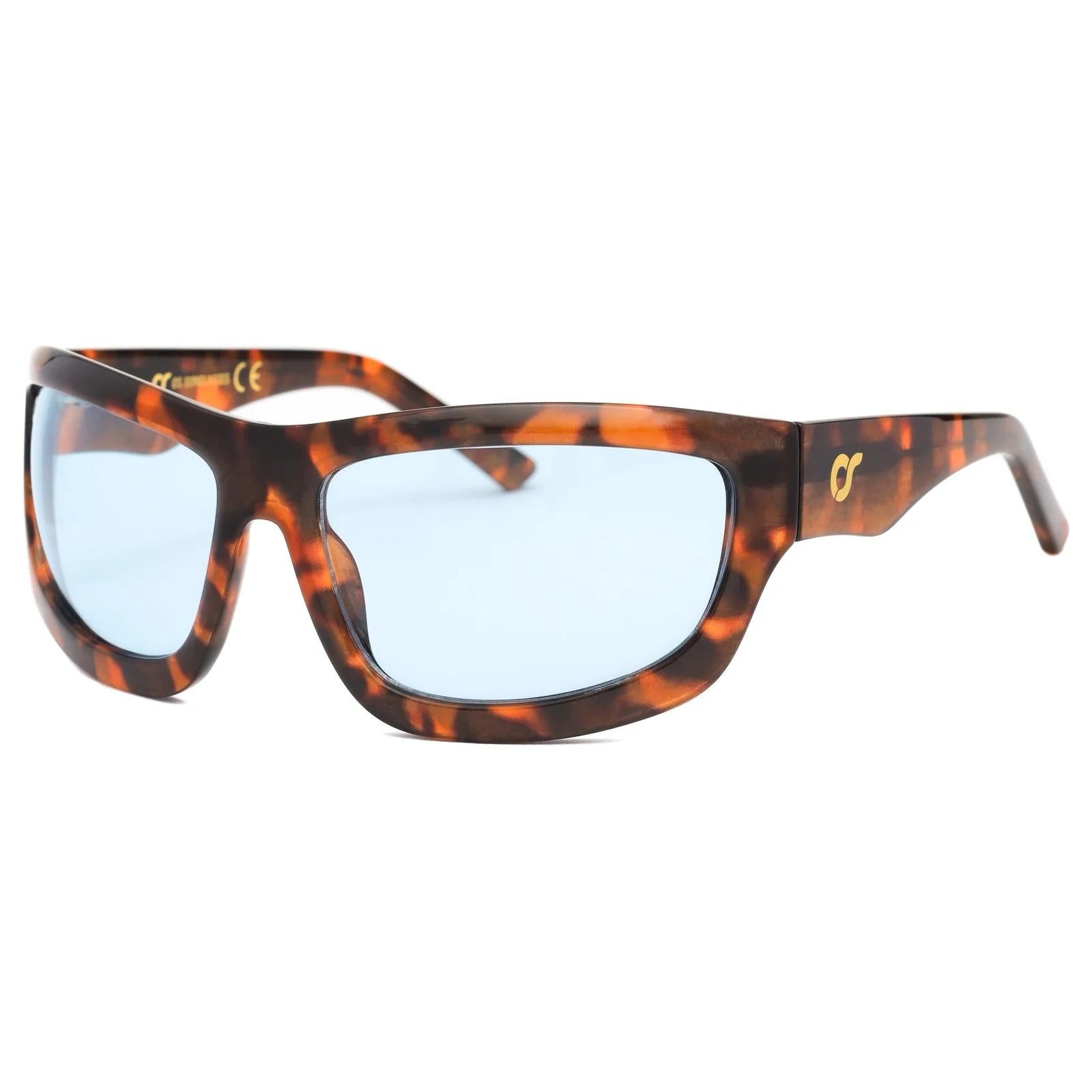 OCCHIALE MARRONE CON LENTE AZZURRA
