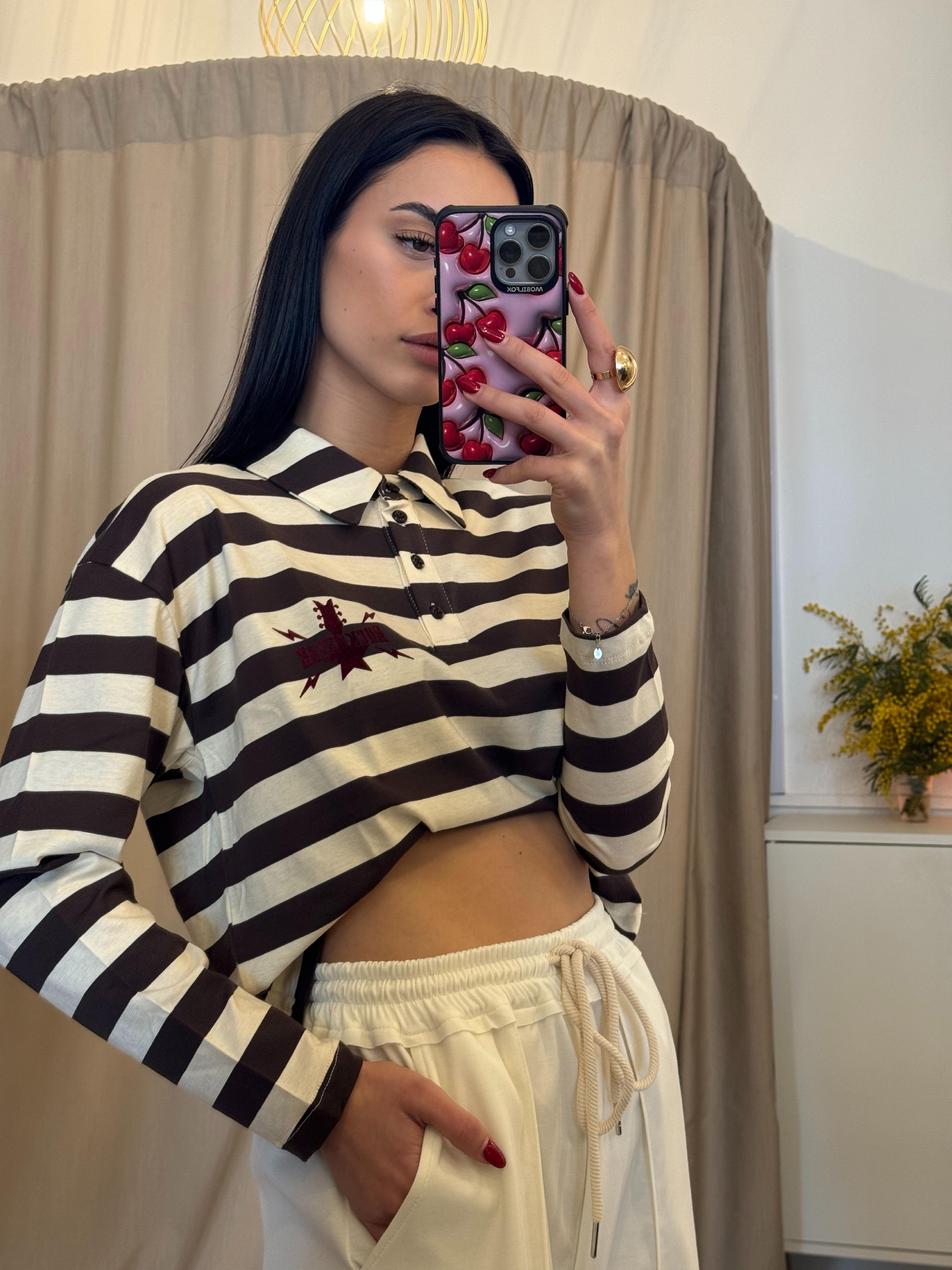 CAMICIA CORTA A RIGHE