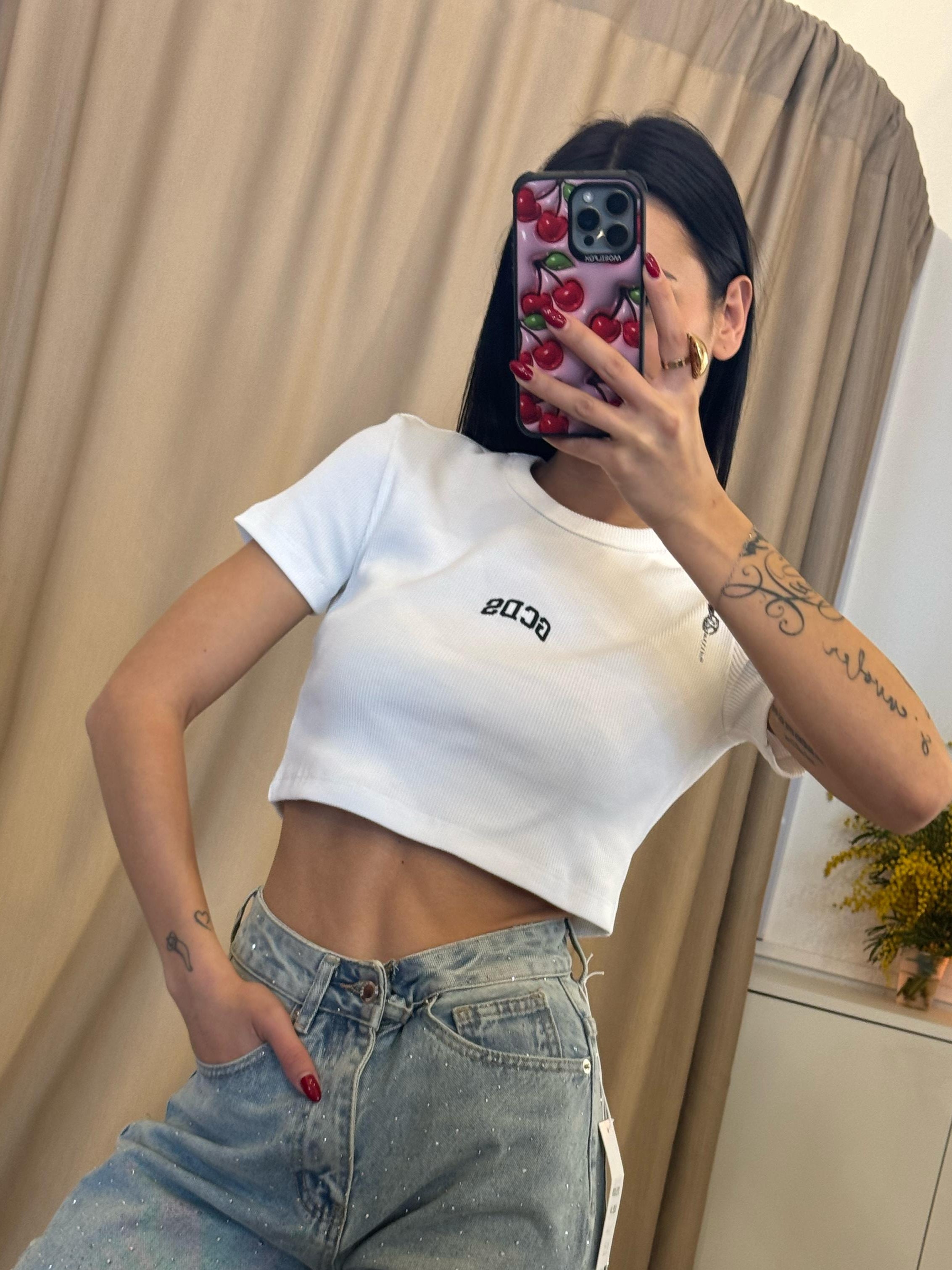 MAGLIA A COSTINE GCDS BIANCA