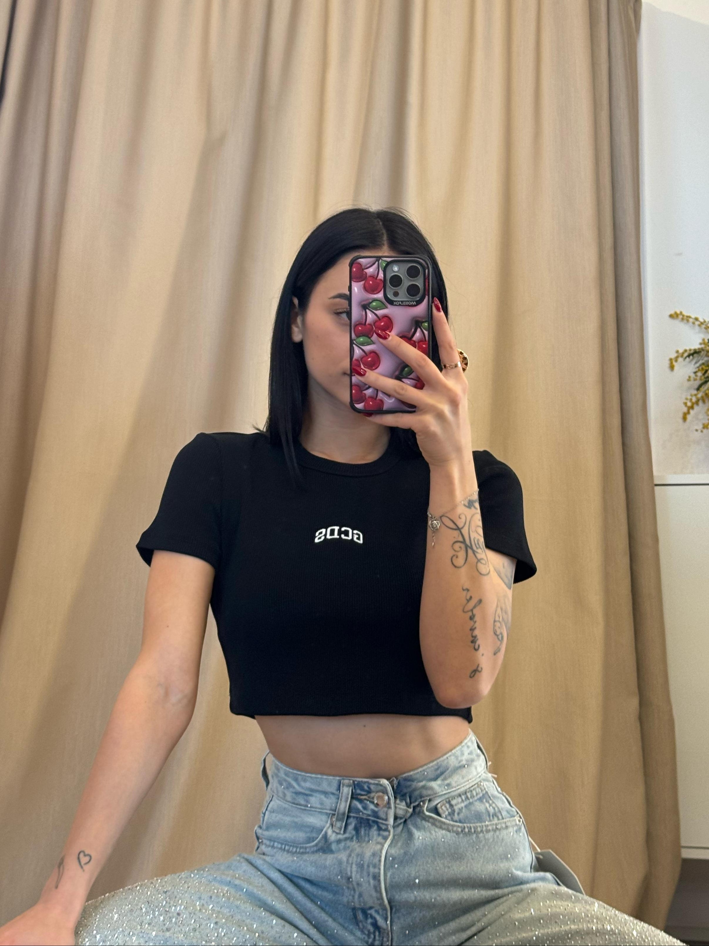 MAGLIA CORTA GCDS NERA