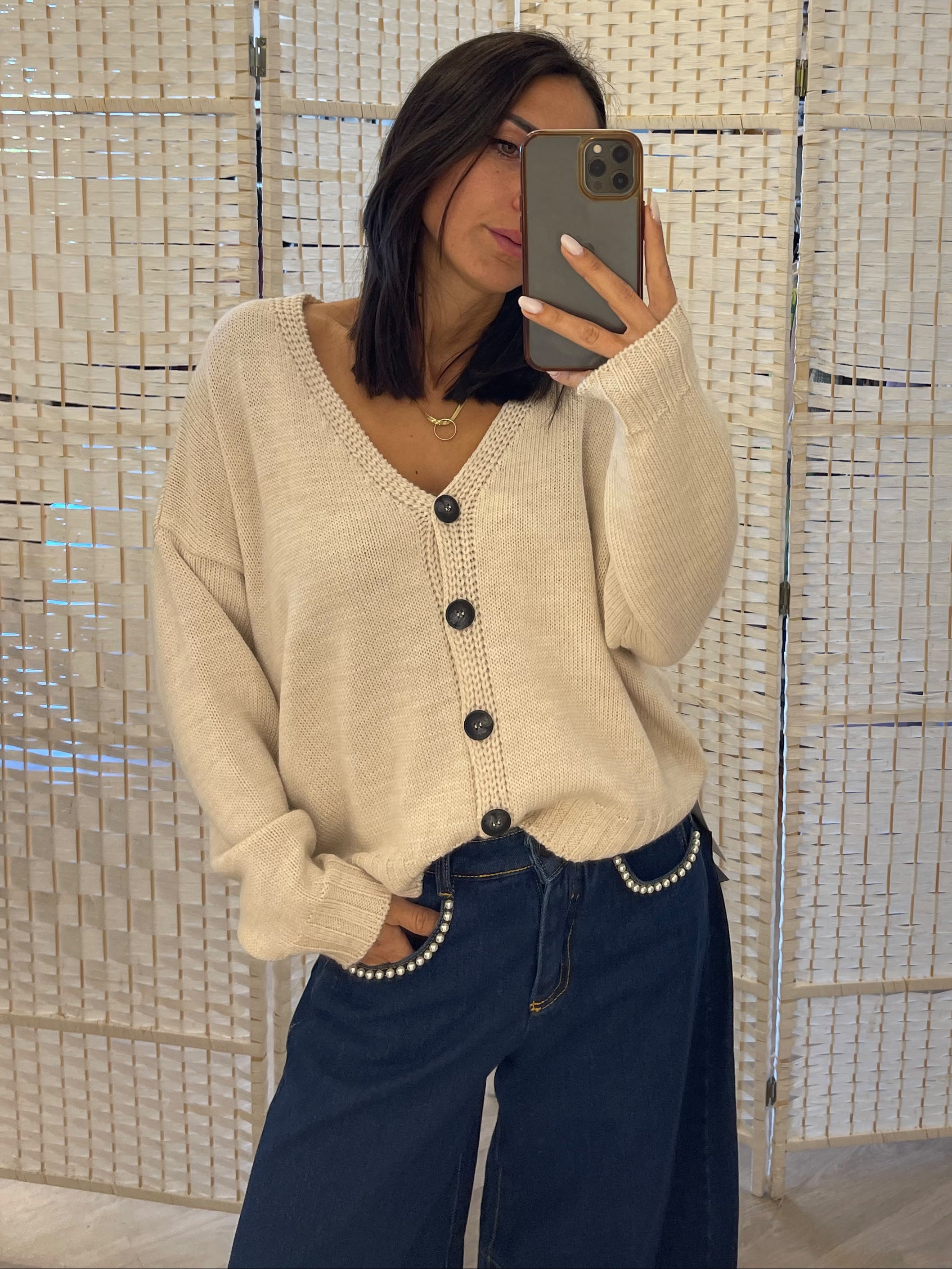 Cardigan con bottoni Burro o Moro o Bordeaux