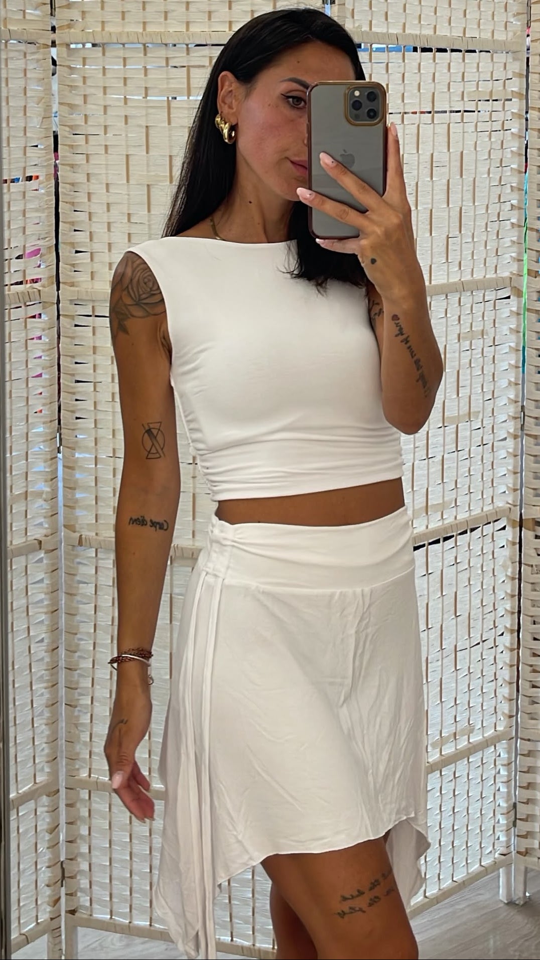 Completo top + gonna bianco