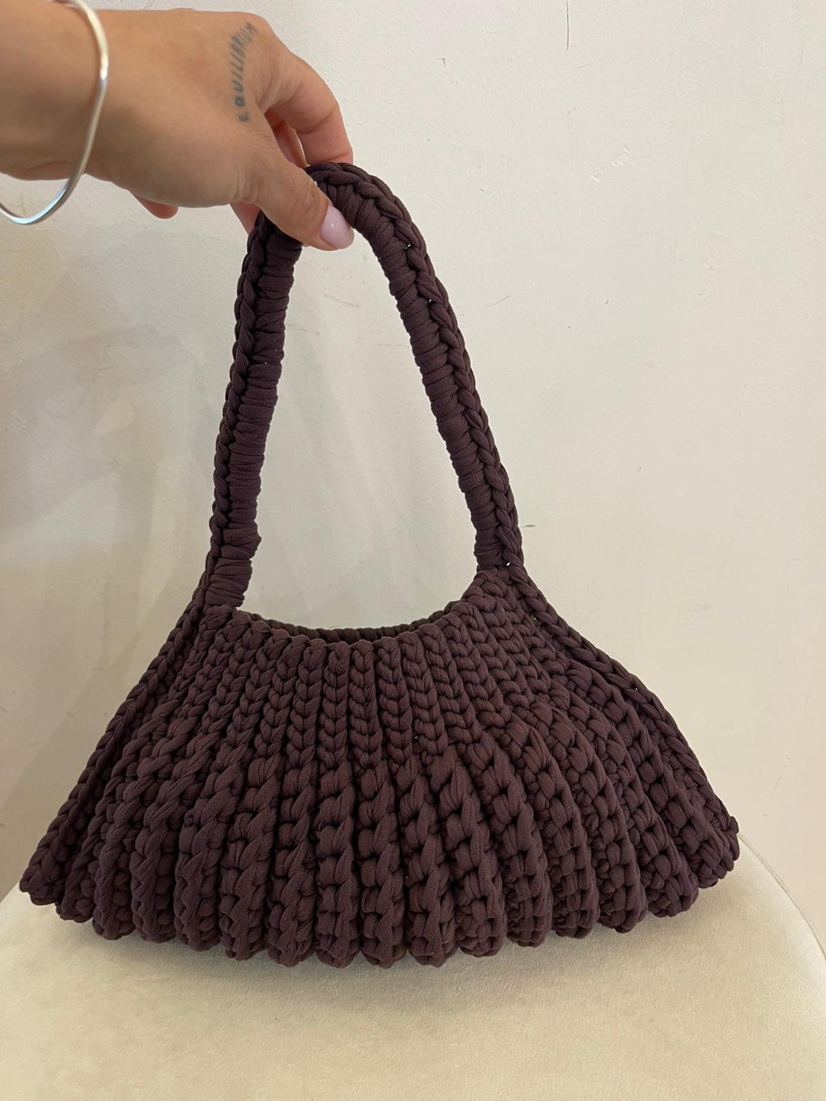 Borsa crochet marrone