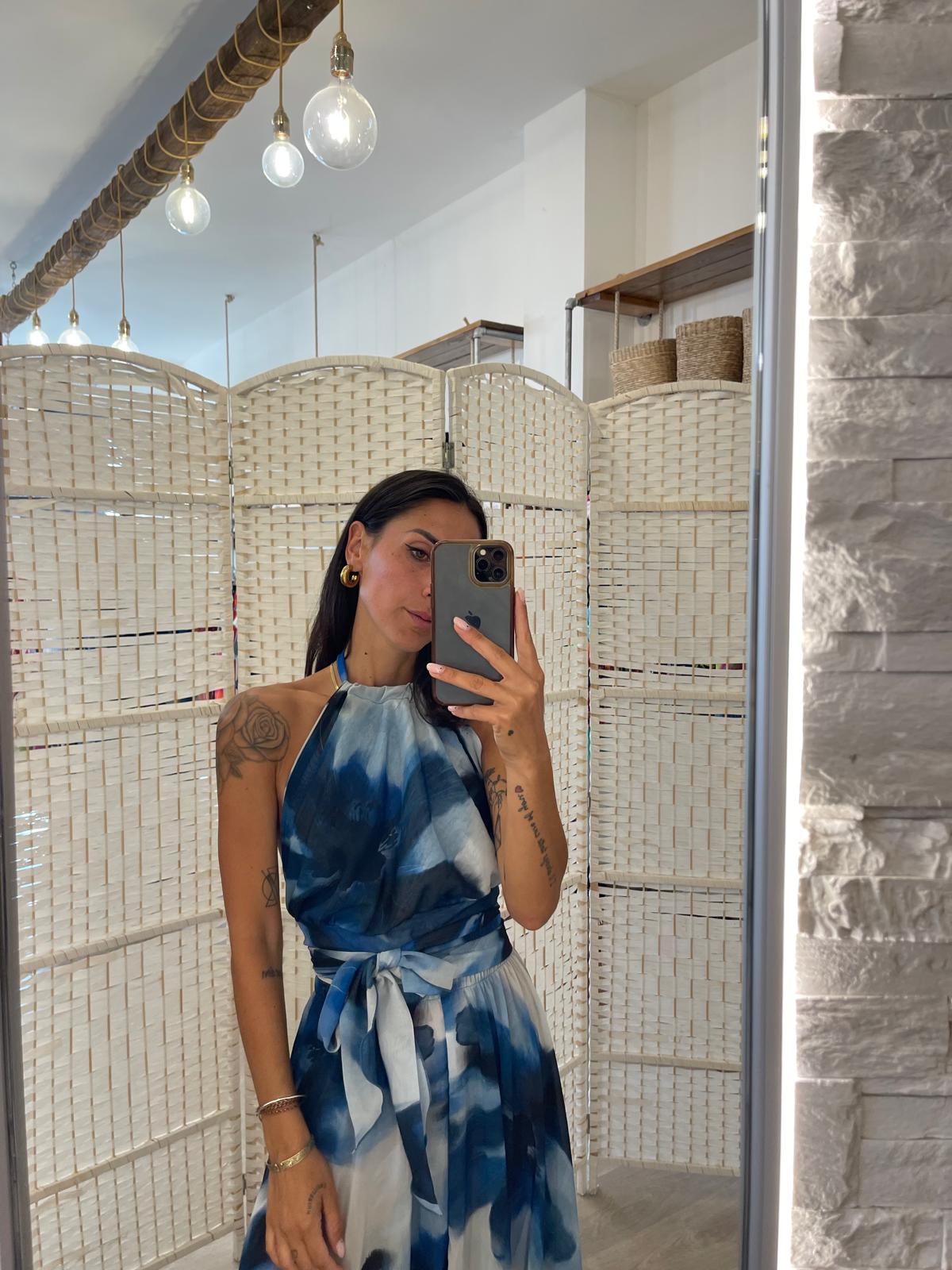 Top fantasia blu Moqette