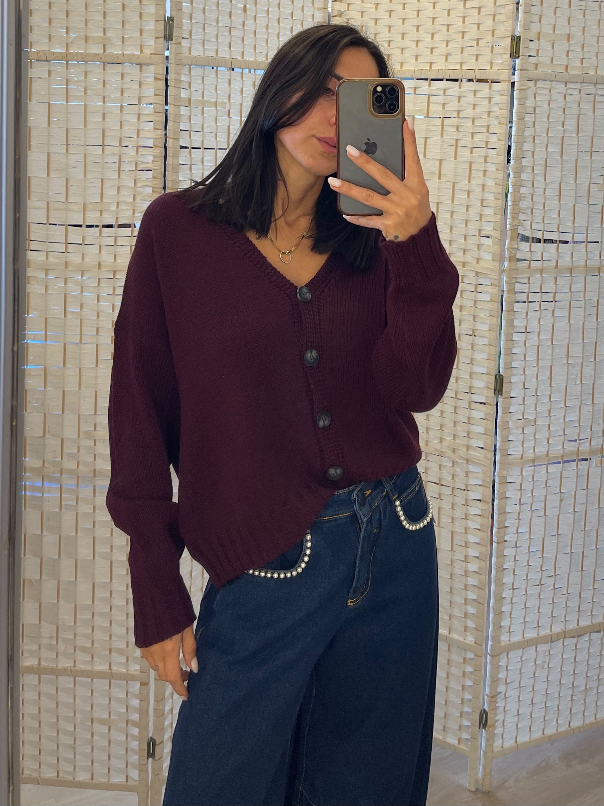 Cardigan con bottoni Burro o Moro o Bordeaux