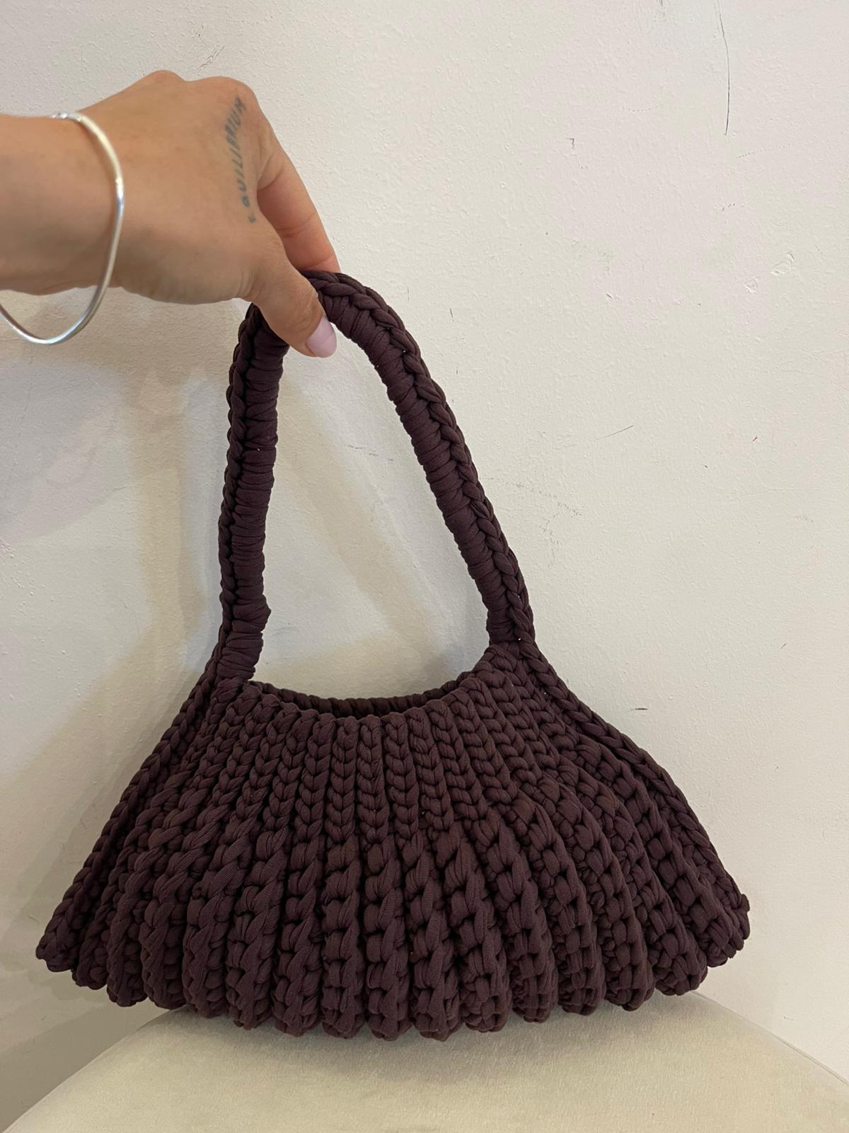 Borsa crochet marrone