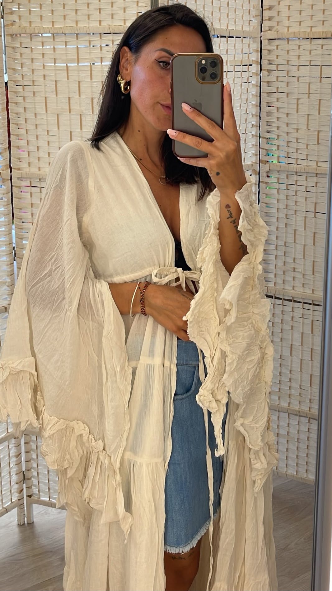 Kimono lungo panna