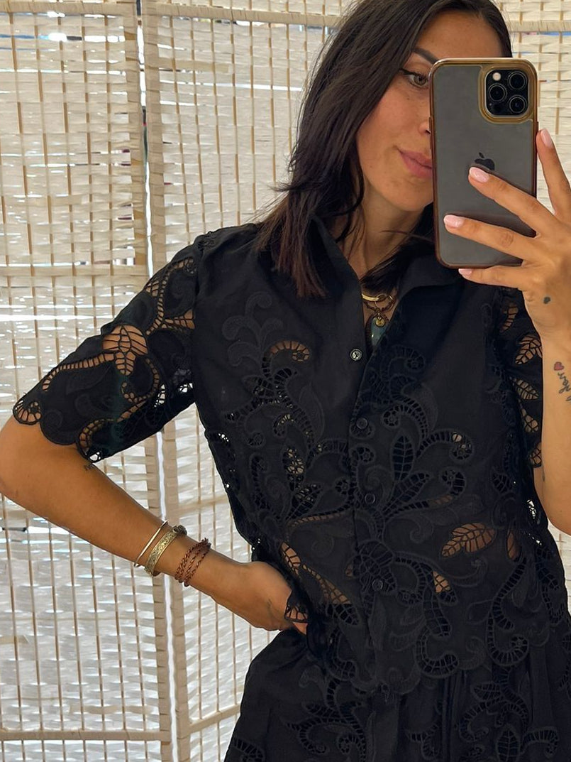 Camicia sangallo nero Glamorous
