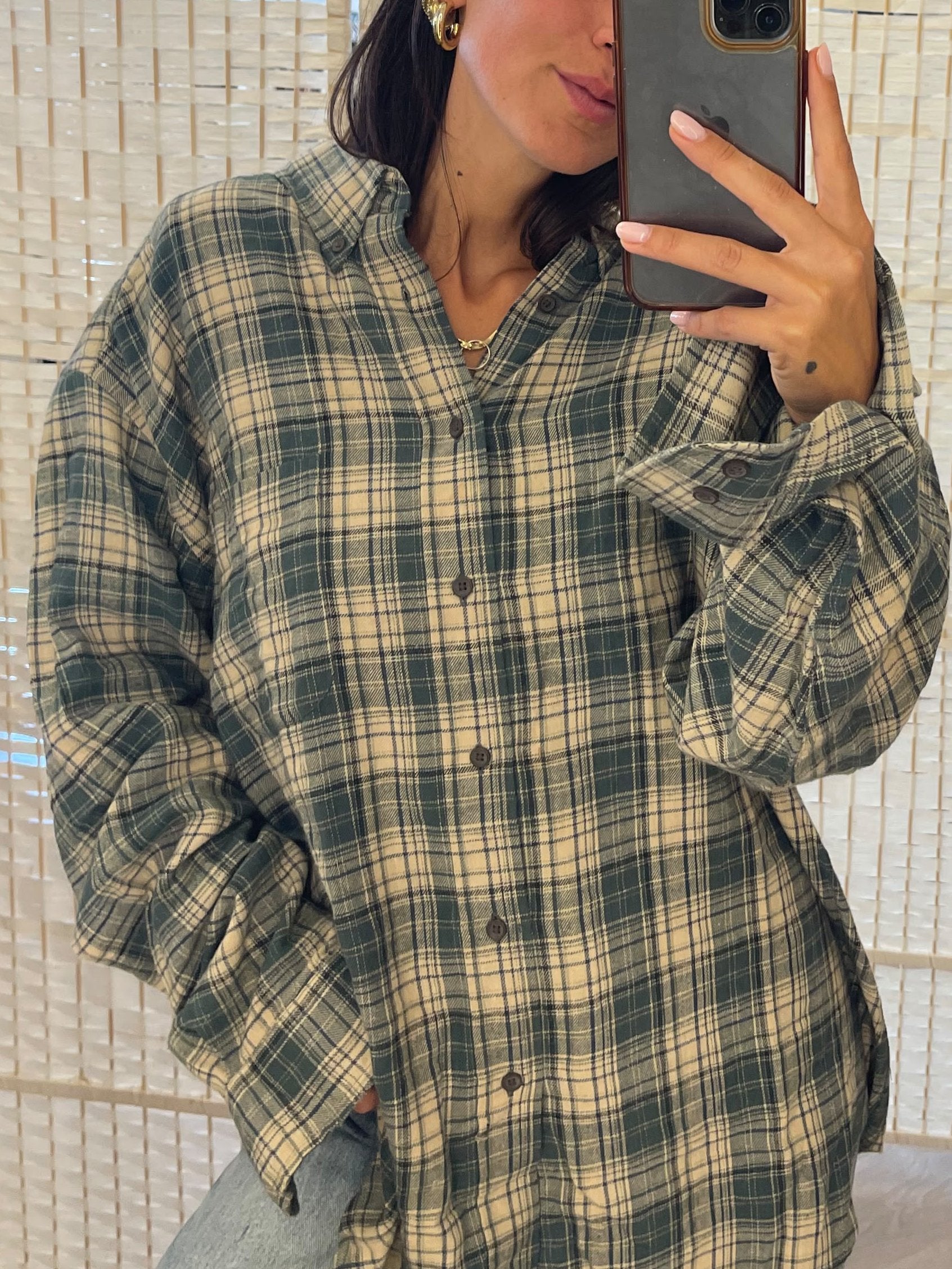 Camicia quadri verde Over Linea Vintage
