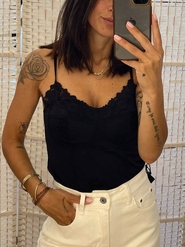 Top pizzo nero