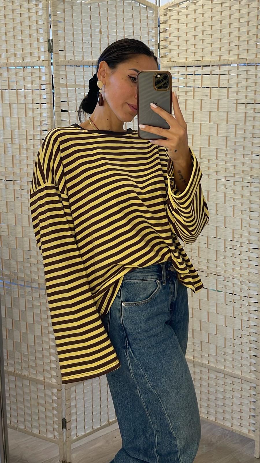 Maglia righe giallo/marrone