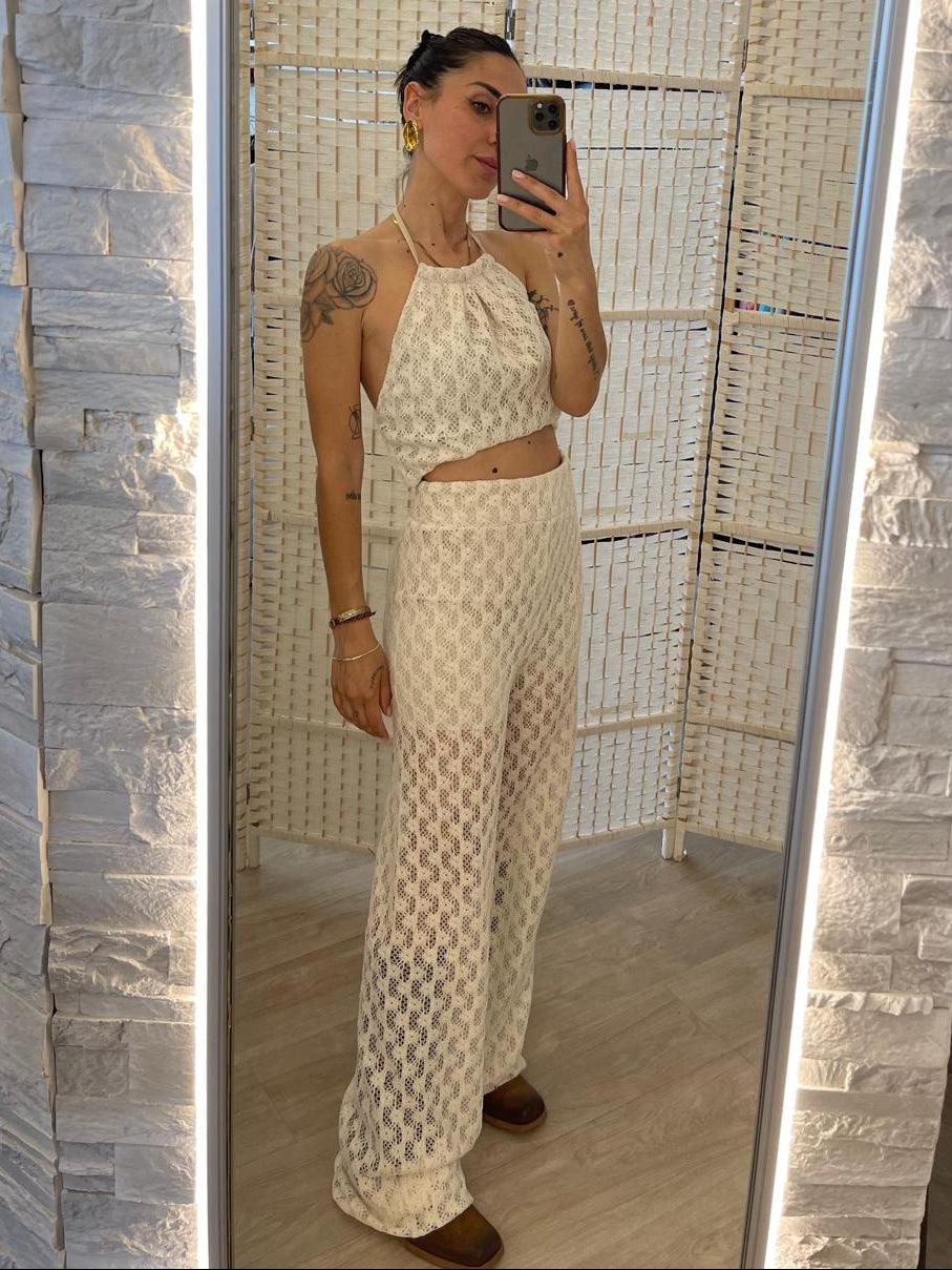 Top crochet sabbia