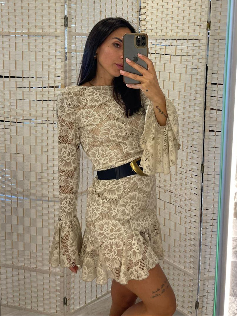 Abito corto pizzo bianco Moquette