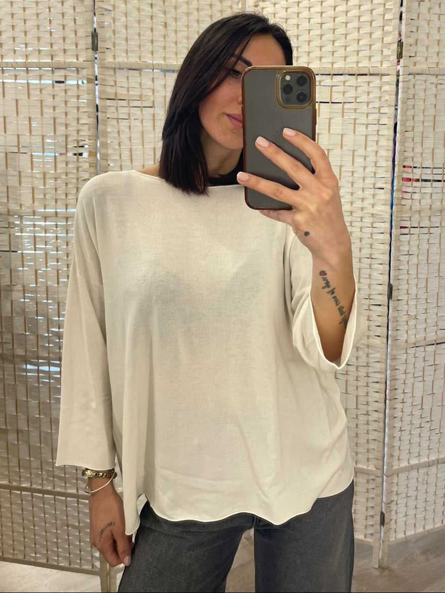Maglia viscosa burro / azzurra Vicolo