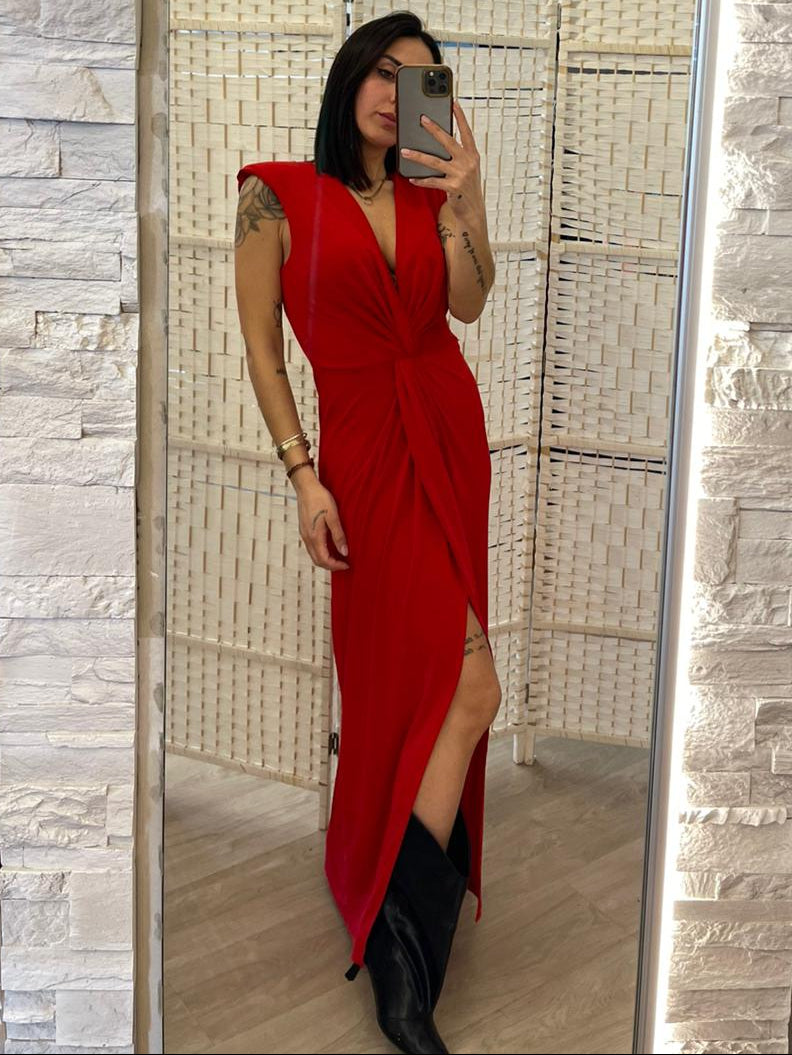 Abito scollo V rosso Vicolo