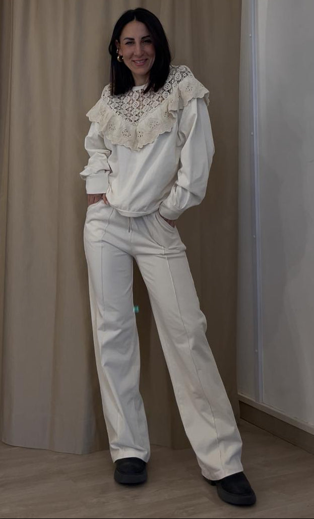 Pantalone tuta beige