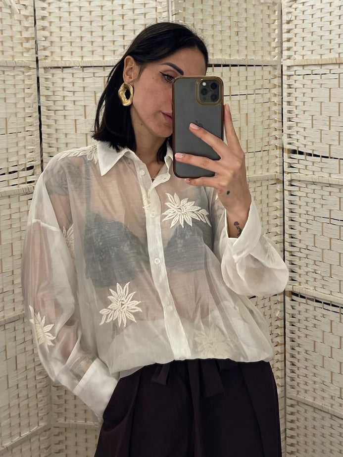 Camicia burro con ricamo Kikisix