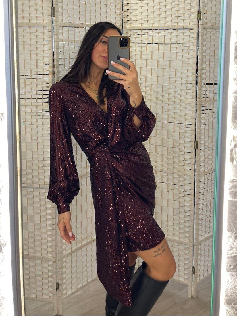 Abito paillettes bordeaux Glamorous