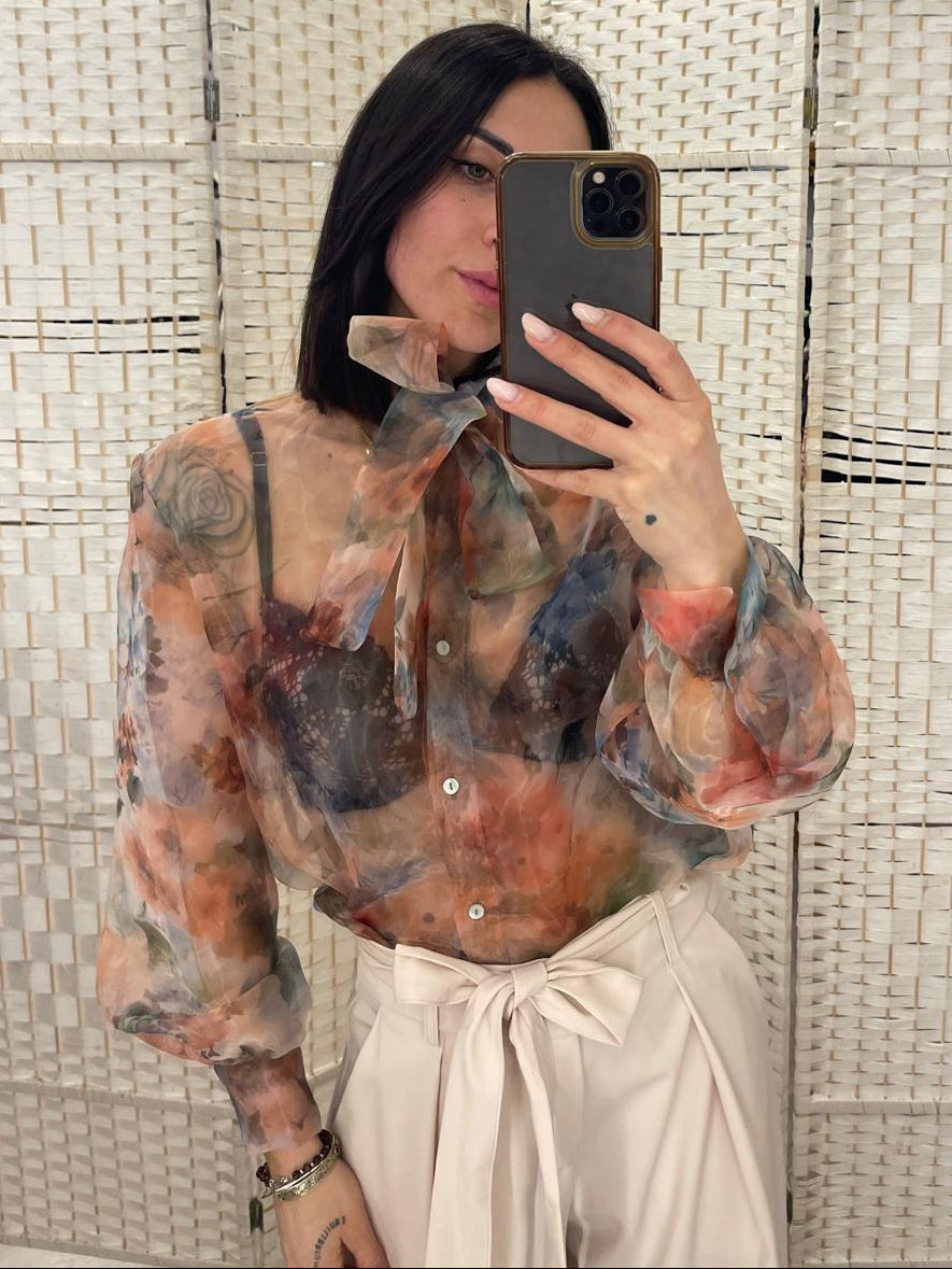 Blusa fiori trasparente Kontatto