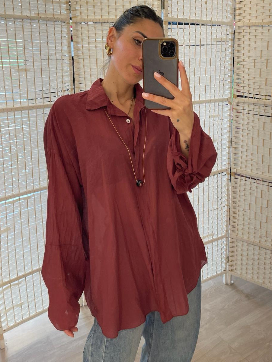 Camicione fiocco Susymix bianco - bordeaux
