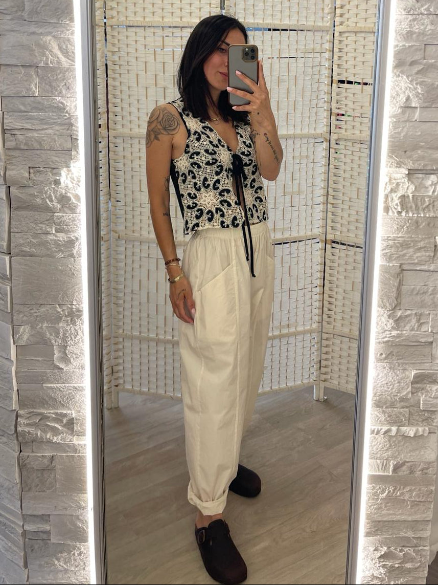 Pantalone burro con tasche laterali