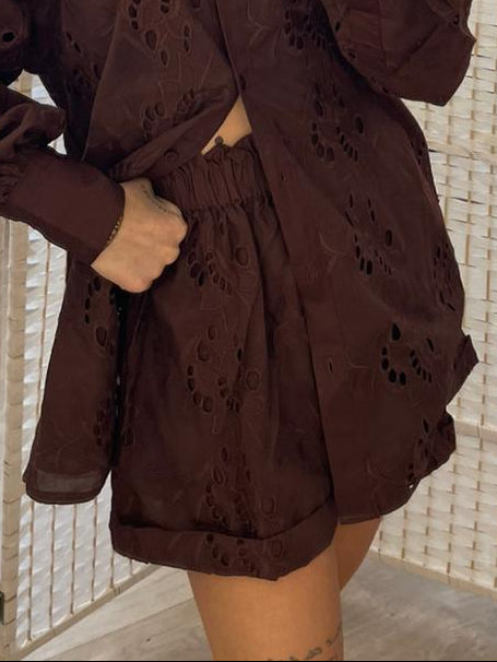 Shorts sangallo chocolate Glamorous