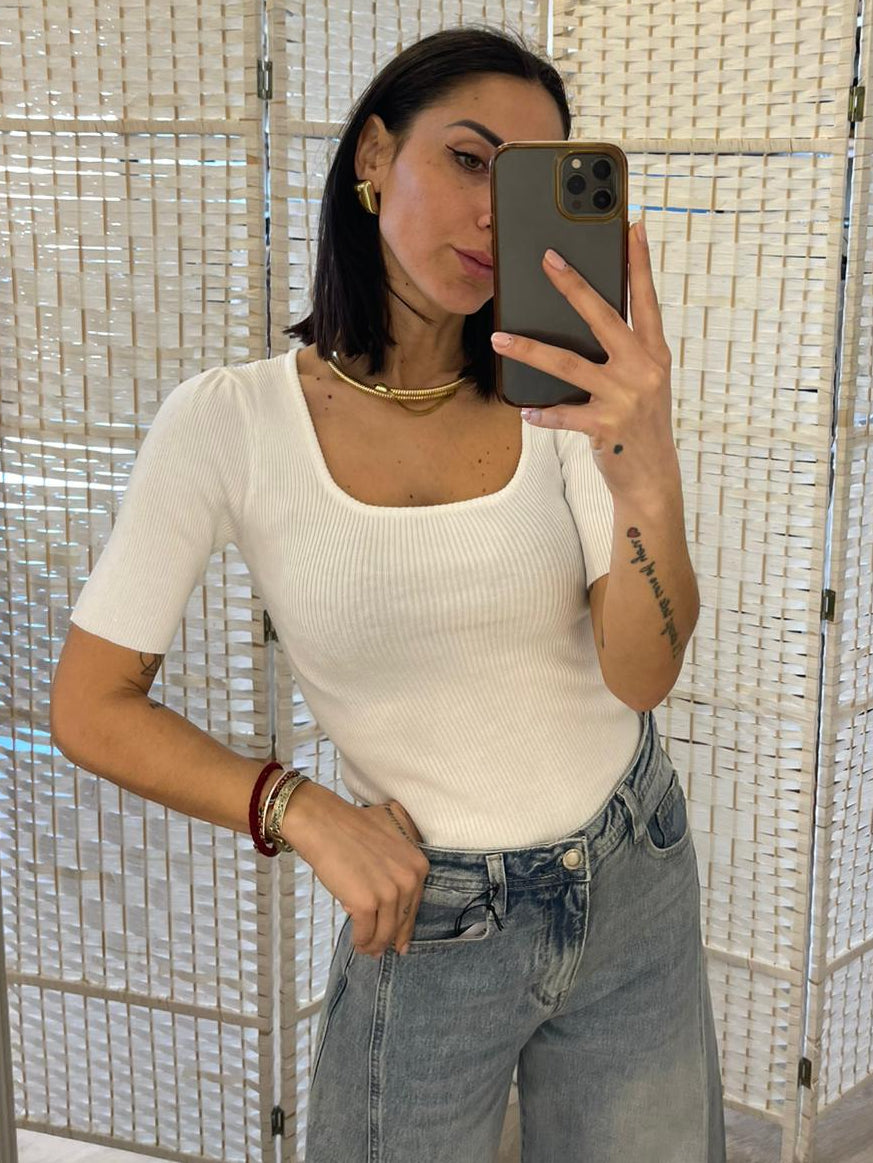 T-shirt costine bianca ArtLove