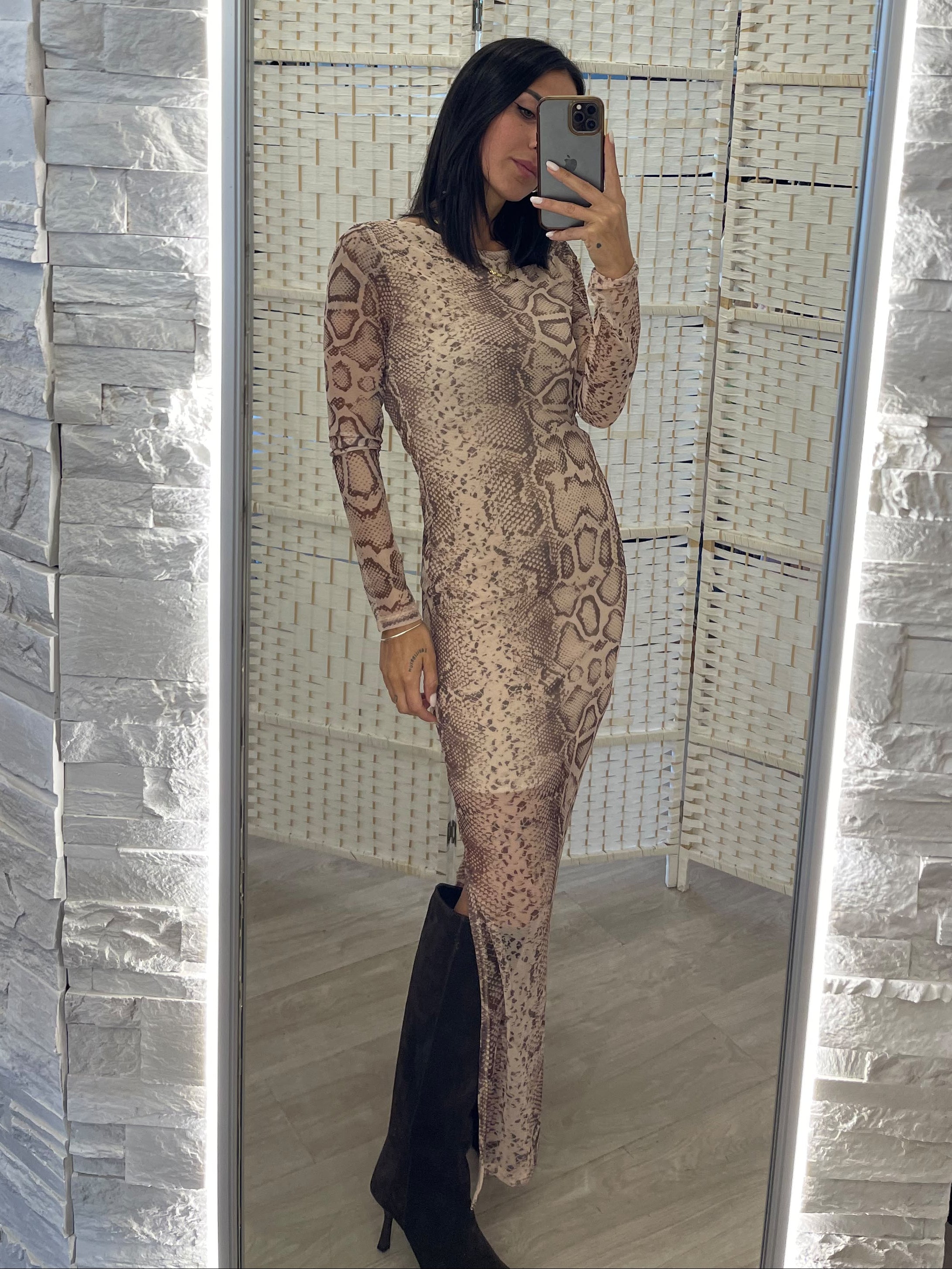 Abito spacco tulle pitone Kikisix