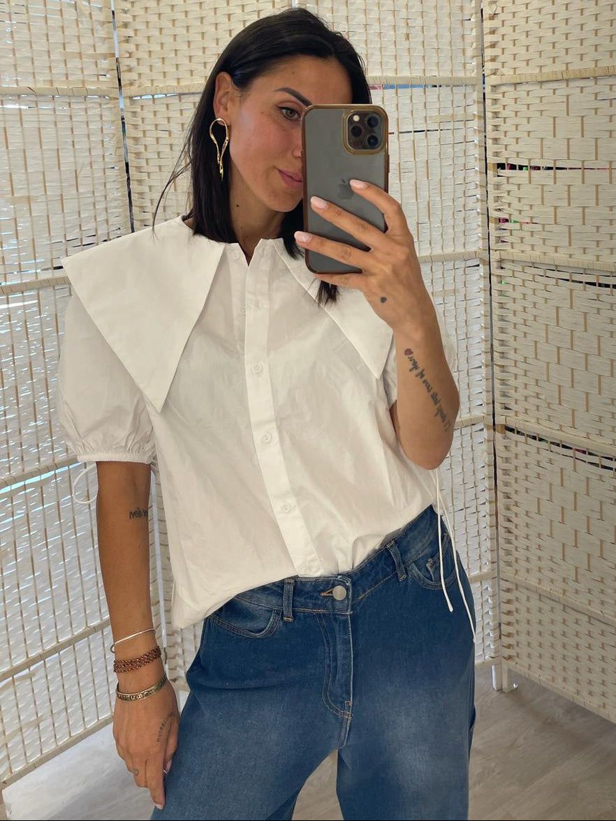 Camicia bianca con collettone Glamorous