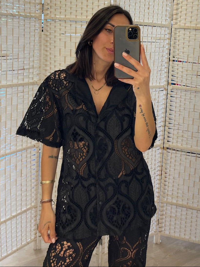 Camicia crochet nero Glamorous