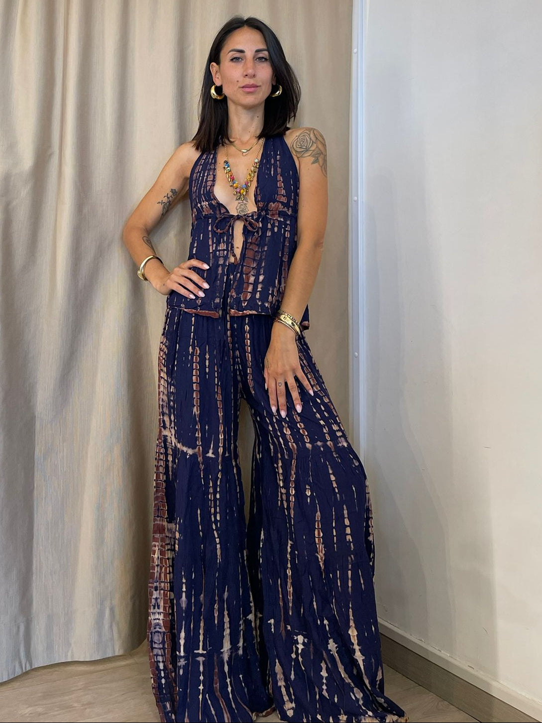 Completo top + pantalone fantasia