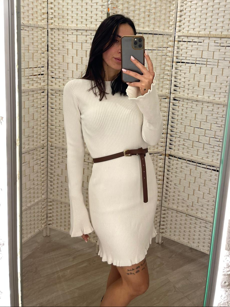 Abito costine bianco Kontatto