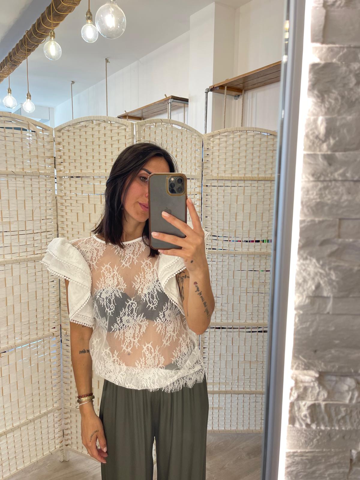 T-shirt pizzo bianca