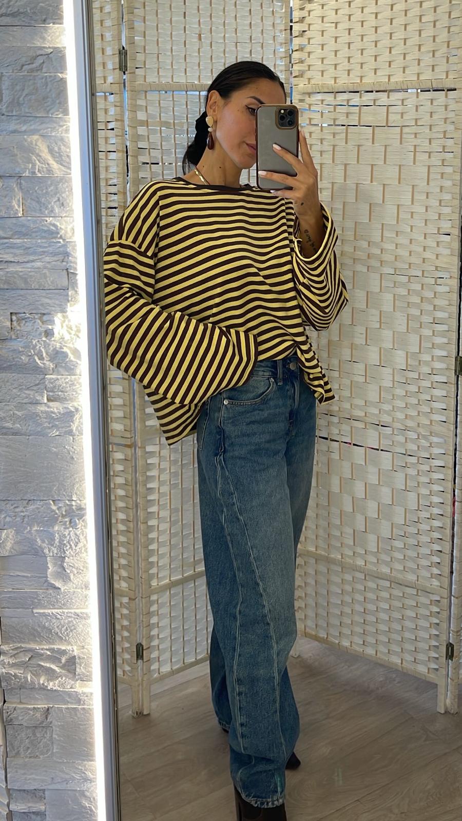 Maglia righe giallo/marrone