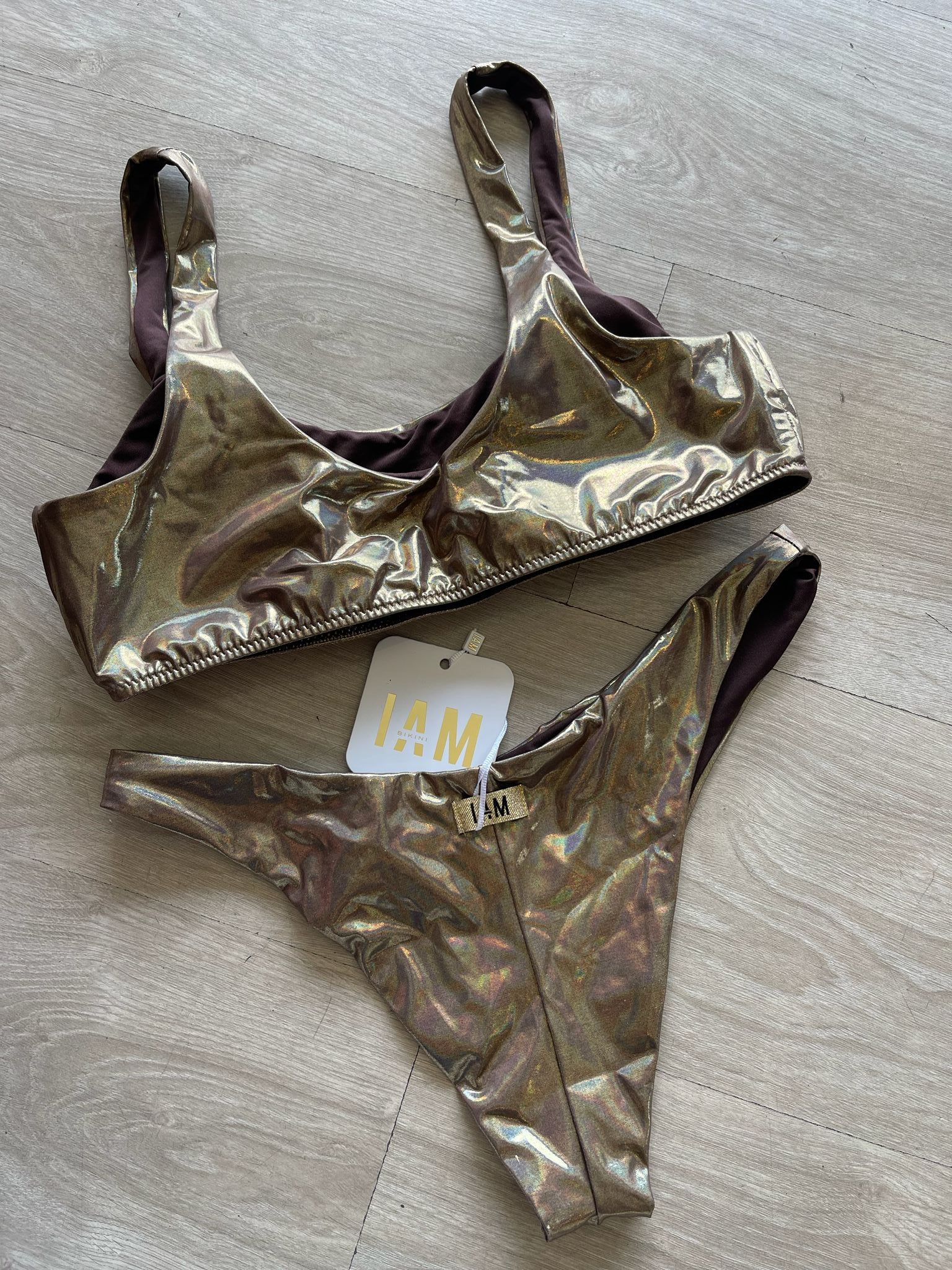 Costume top laminato bronzo I AM
