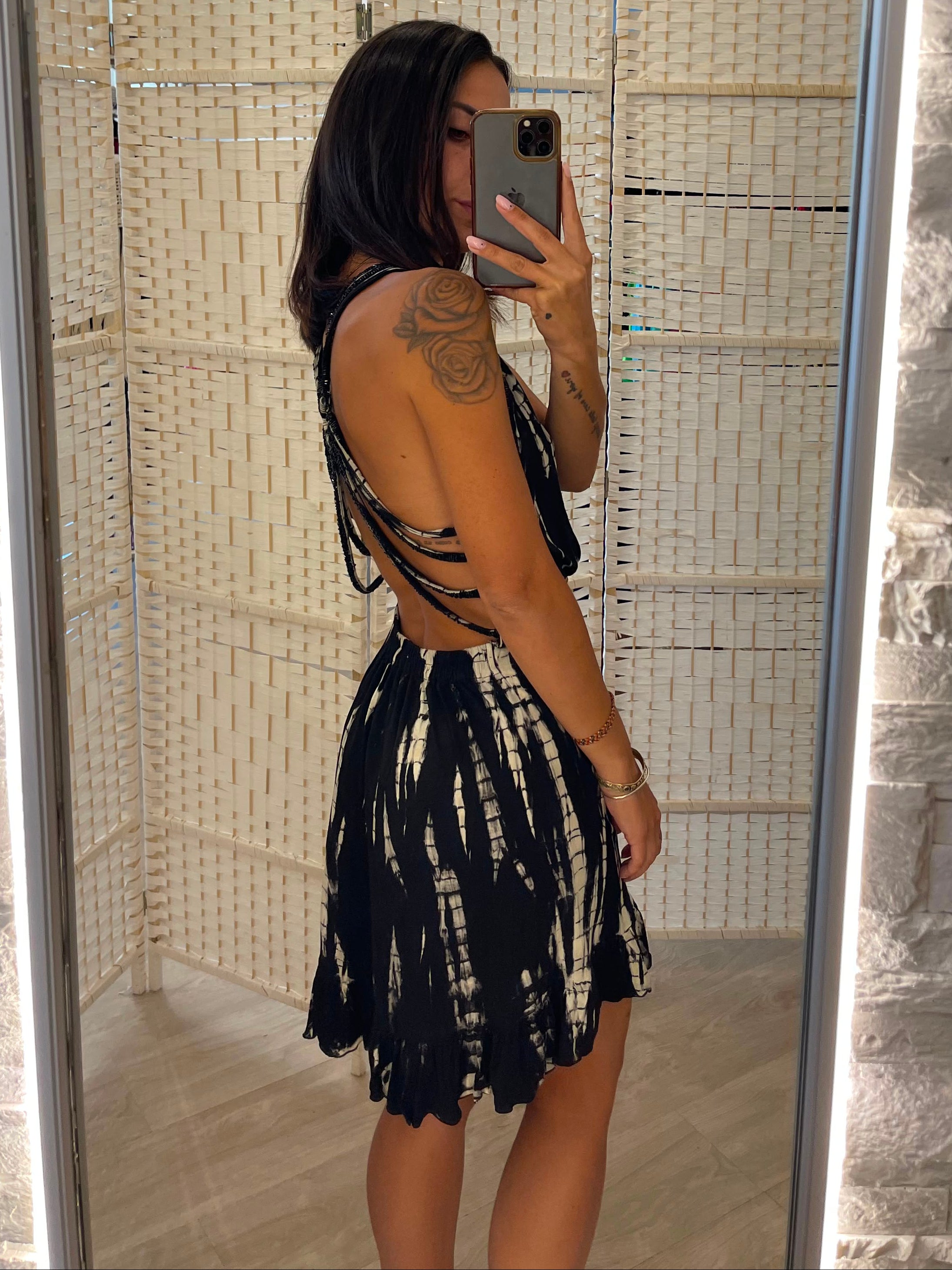 Abito fantasia con perline