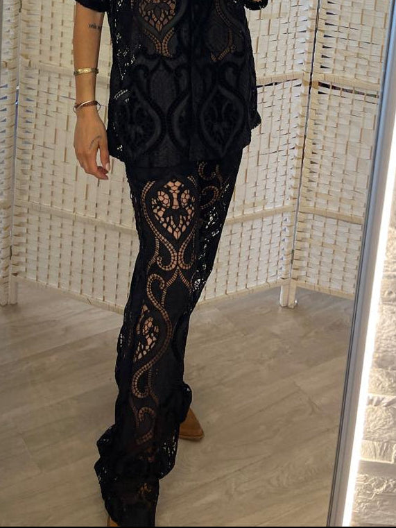 Pantalone crochet nero Glamorous