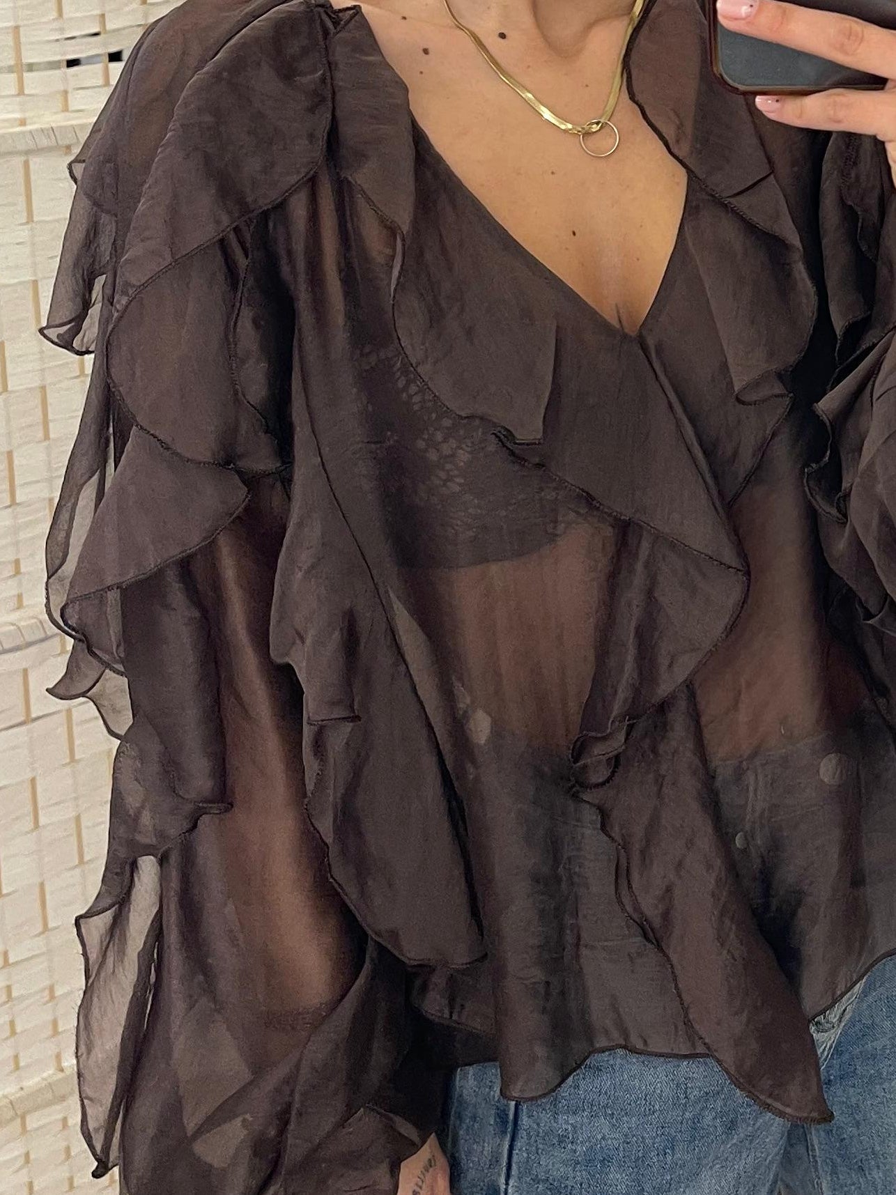 Blusa marrone frappe Kikisix