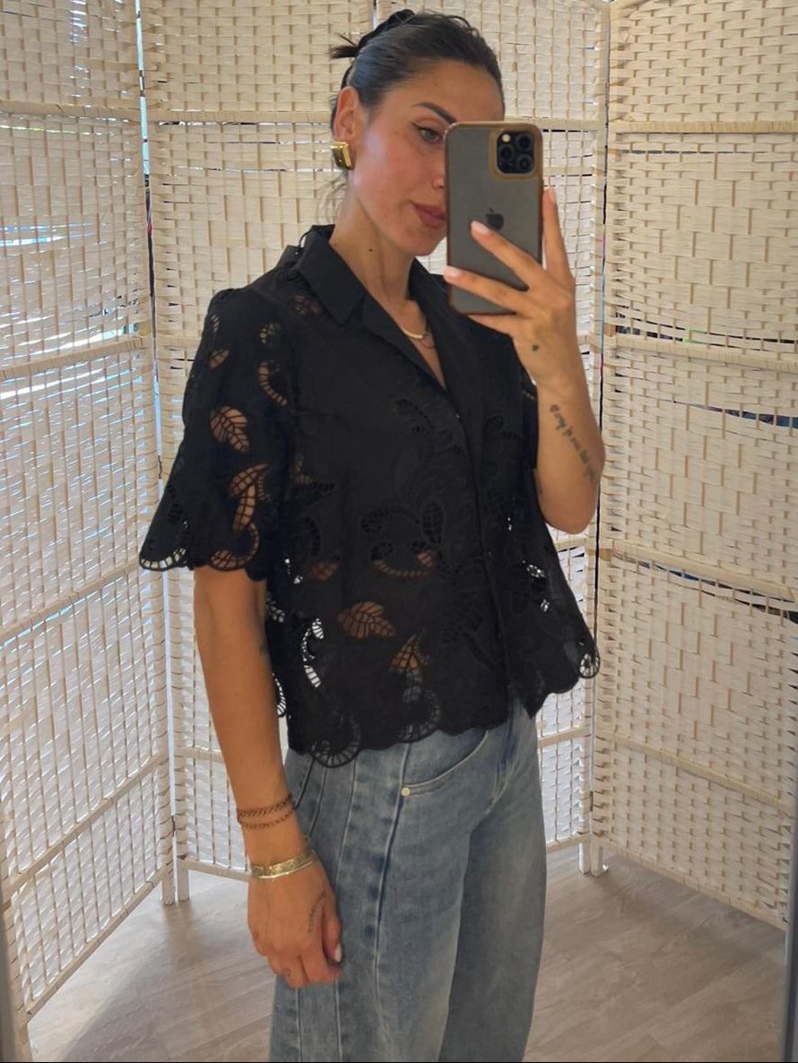 Camicia pizzo nero Glamorous