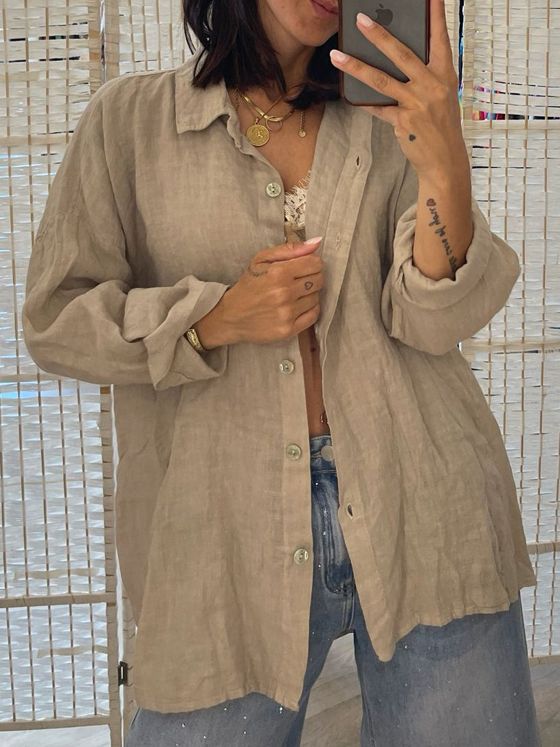Camicia lino beige