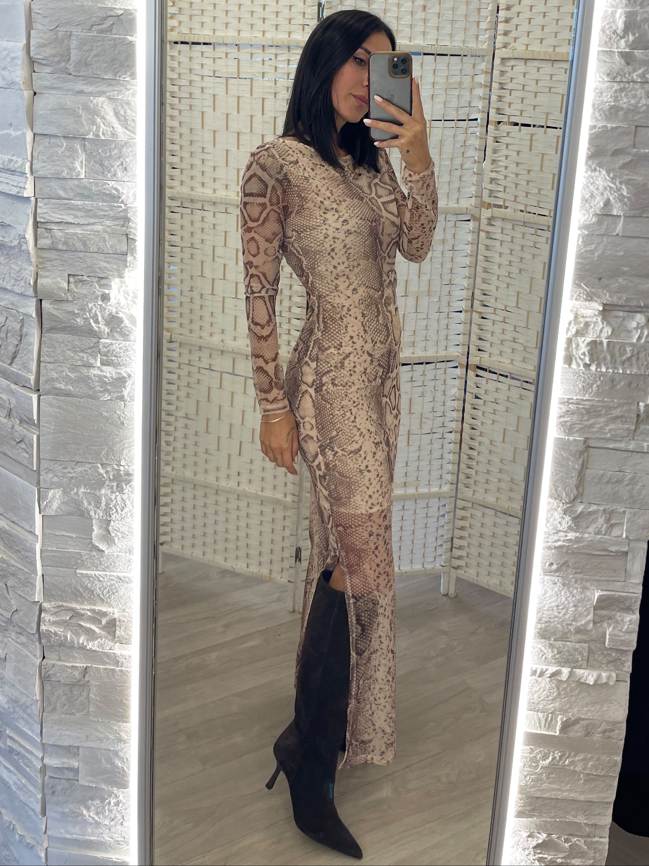 Abito spacco tulle pitone Kikisix