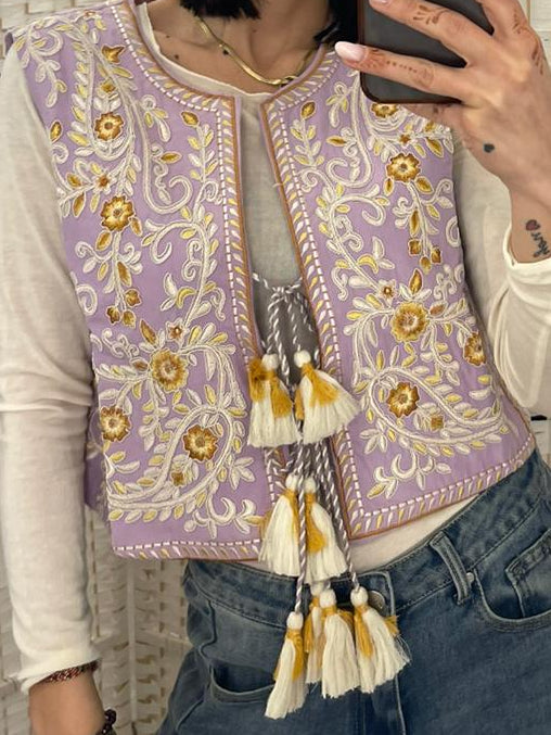 Gilet lilla lavorato a mano