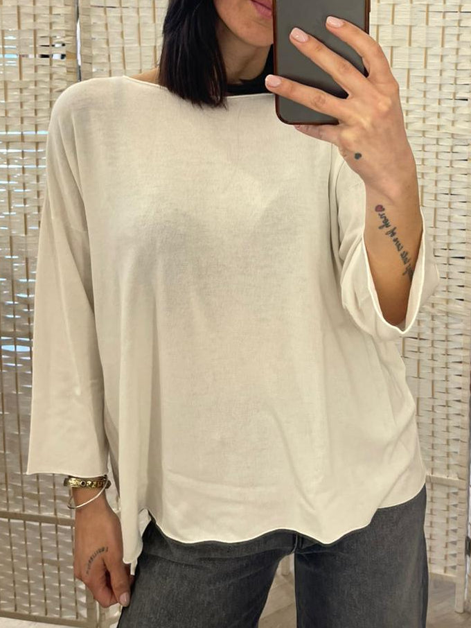 Maglia viscosa burro / azzurra Vicolo