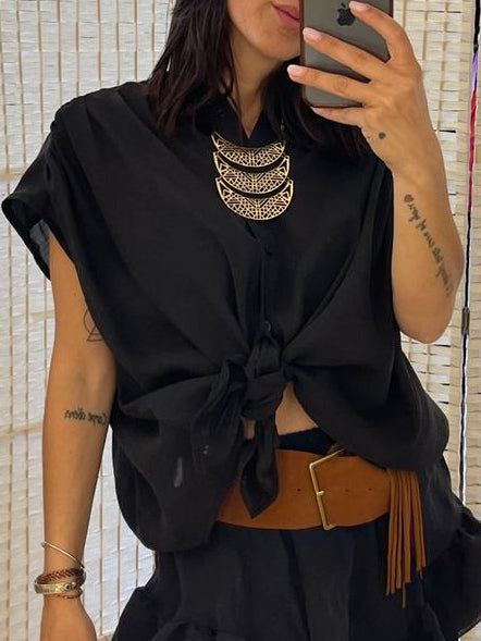 Camicia coreana nera Kikisix