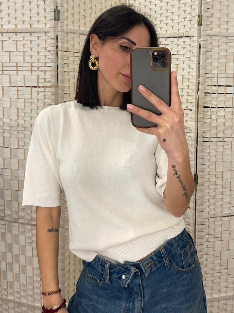 T-shirt bianca viscosa Kontatto