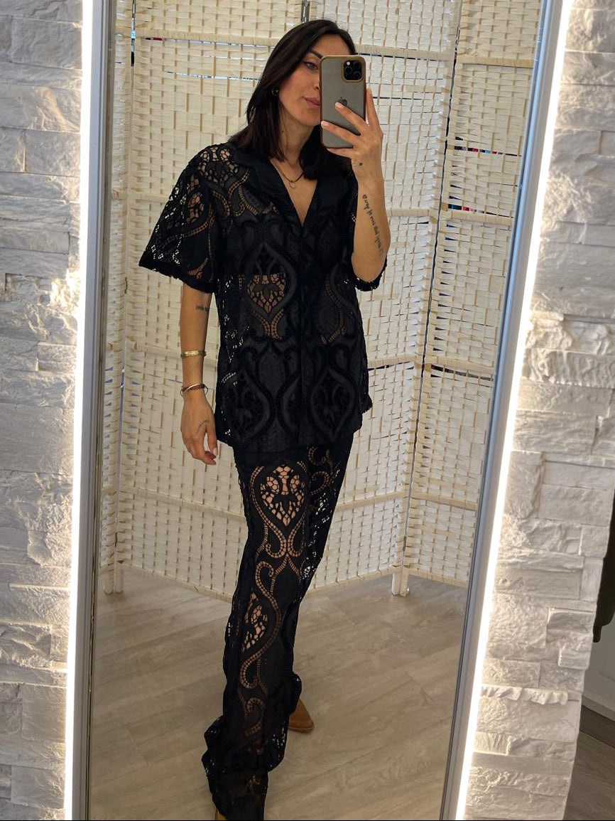 Pantalone crochet nero Glamorous