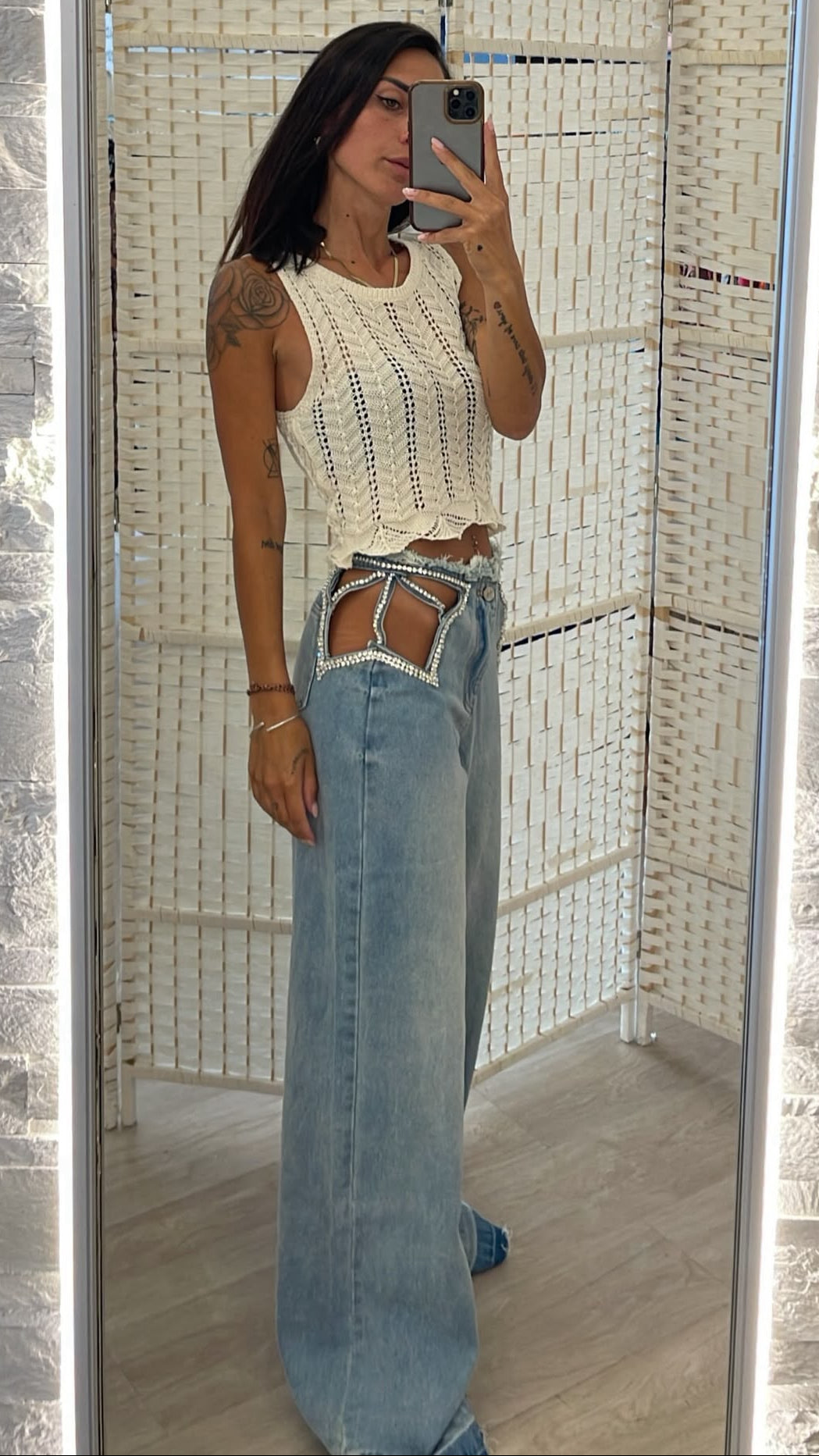 Jeans con stella strass