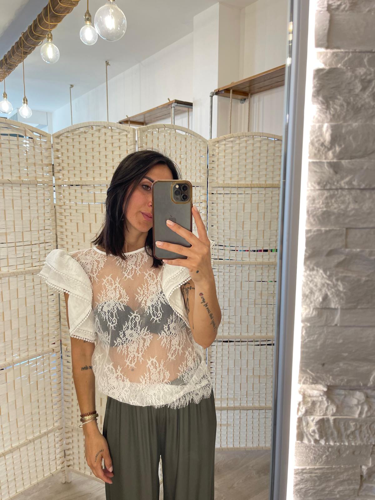 T-shirt pizzo bianca