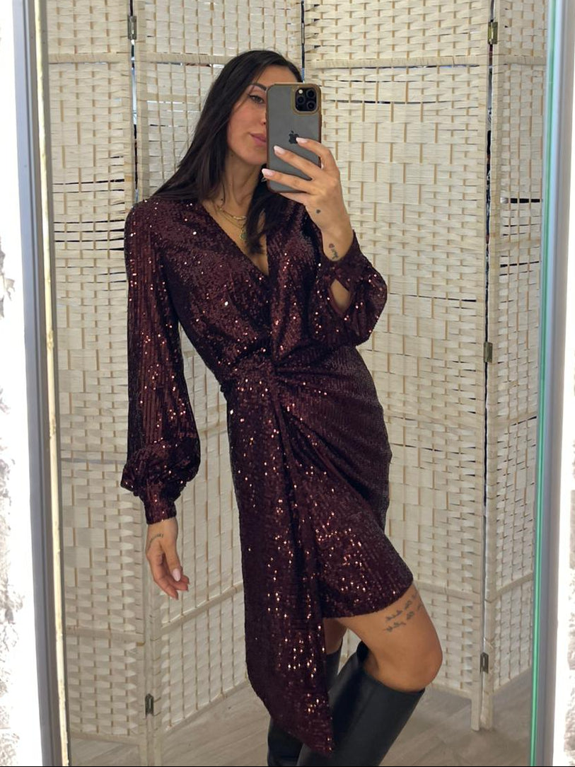 Abito paillettes bordeaux Glamorous