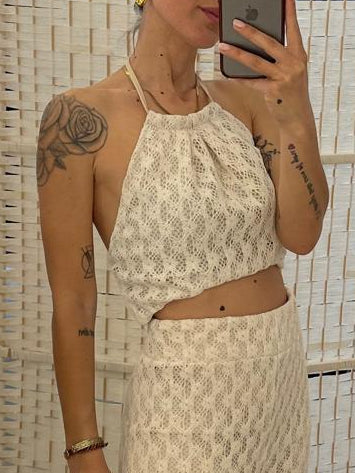 Top crochet sabbia